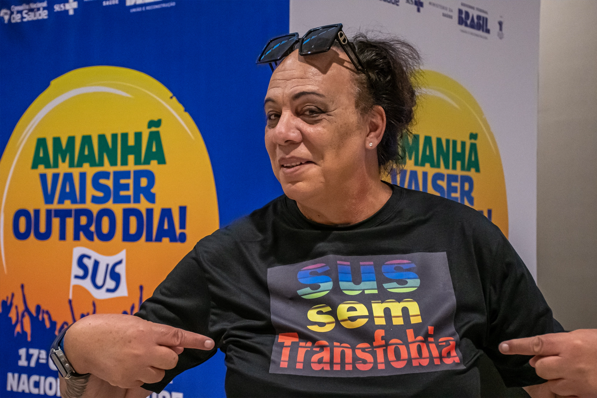 Pitty Barbosa, ativista de Guaíba (RS), destacou a invisibilidade de alguns temas na conferência, como a o envelhecimento de travestis e transexuais vivendo com HIV. — Foto: Eduardo de Oliveira.