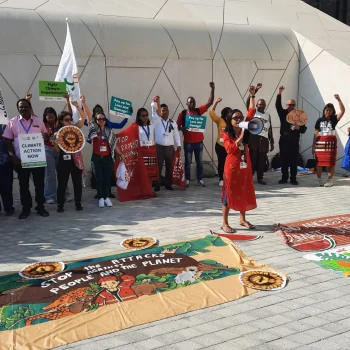Protesto dos povos originários na COP 28. — Foto: Aluízio de Azevedo.